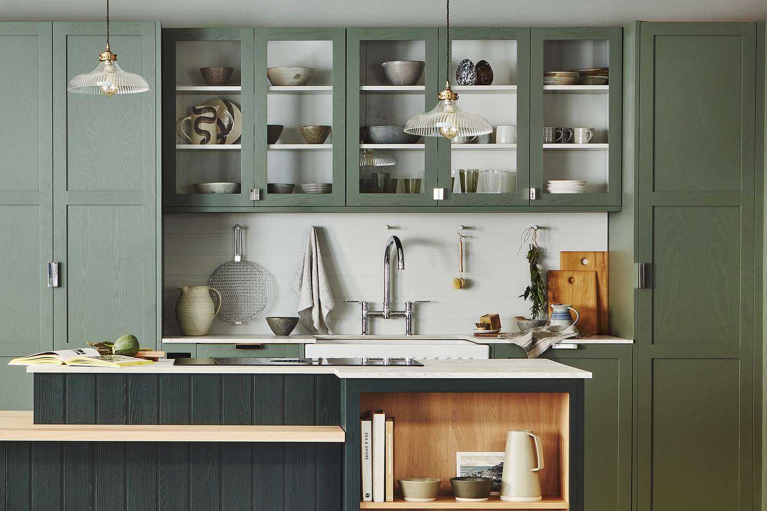 Glass-front kitchen cabinets