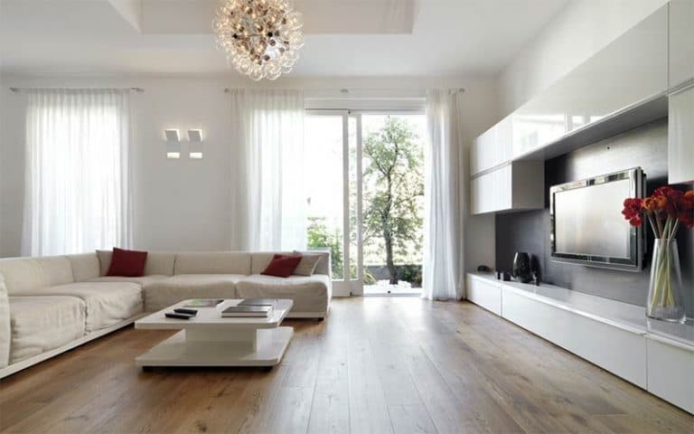 Modern wood-look flooring open concept home Tampa