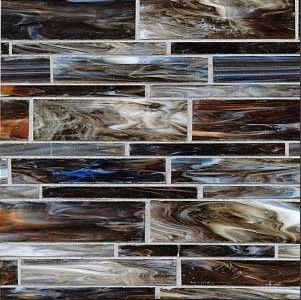 Brown and blue glass mosaic tile pattern